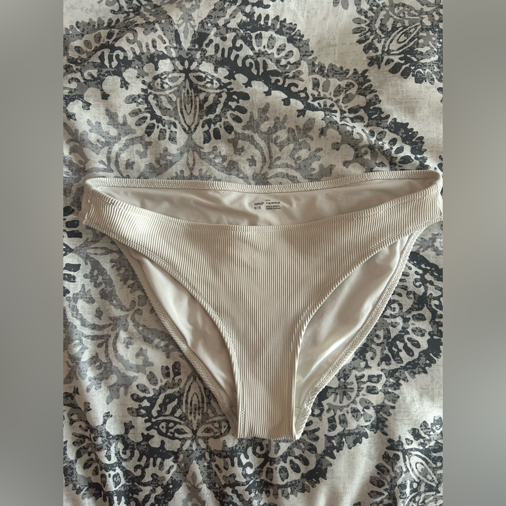 Aerie Ribbed White Bikini Bottoms